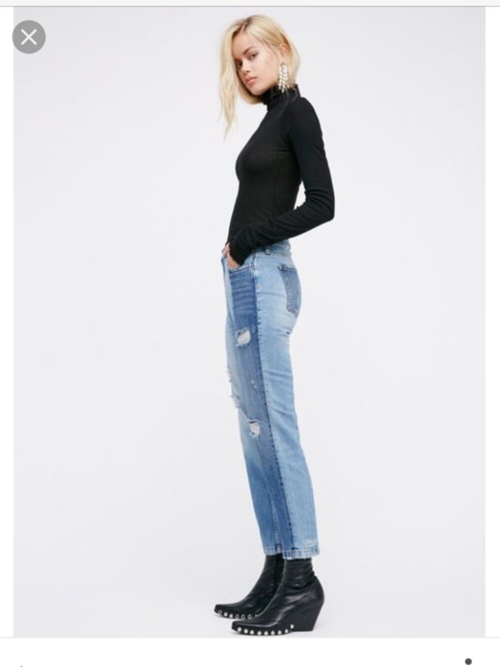 Free People Patchwork High Waist Cropped Jeans Size W28 (A-1)